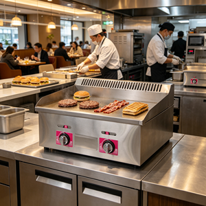 Plaque de cuisson à gaz professionnelle à double brûleur, sans fumée, pour la préparation d'œufs frits et de poitrines de poulet - Product Image 3