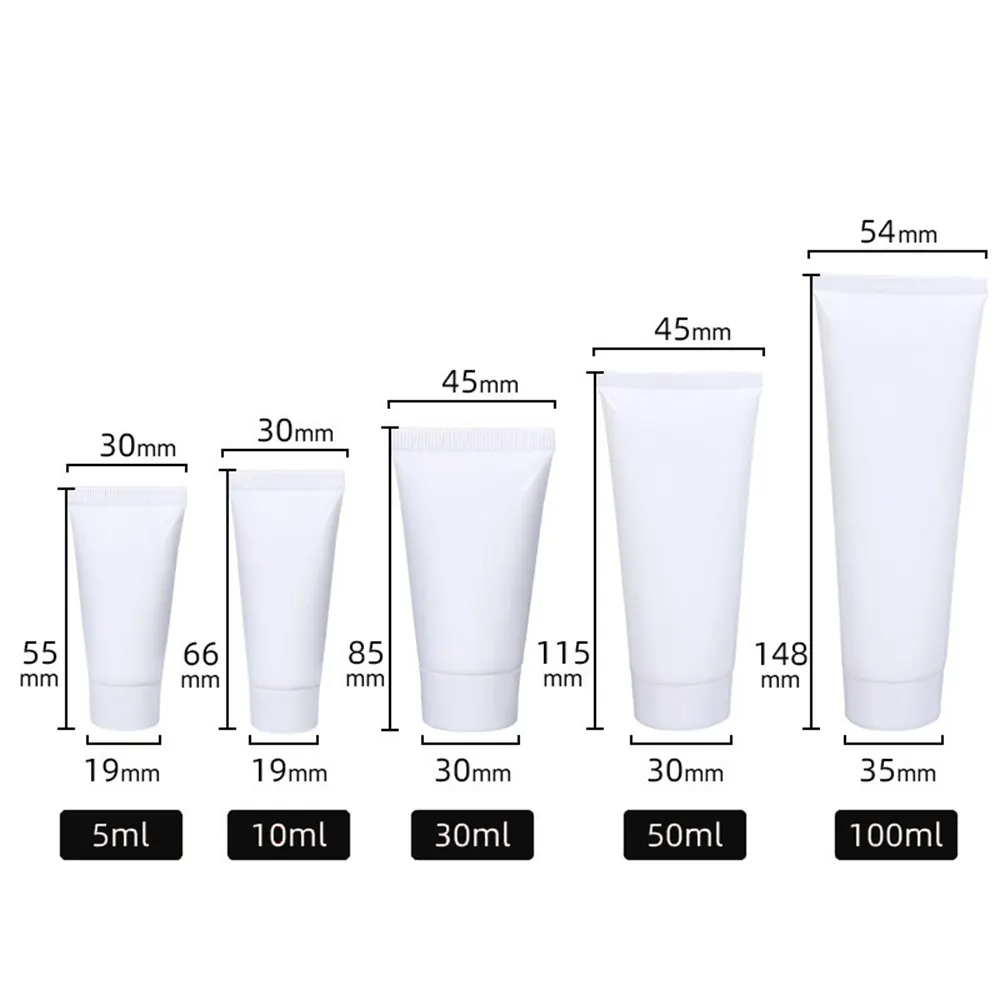 Wholesale 5ml white tubes transparent tube factory delivery plastic packaging 30ml 100ml