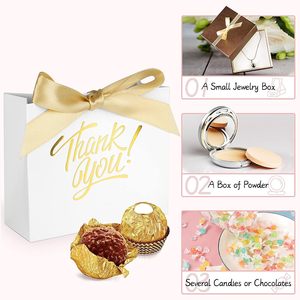 Goudfolie Bedrukt Klein Papier Bedankt Cadeau Zakjes Snoep Traktatie Zak Partij Gunst Zakjes Dozen Met Strik Lint - Product Image 4