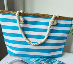 Bolsa de Mano de Lona a Rayas de Alta Calidad, Bolsa de Playa Personalizada para Mujer, Producto Promocional - Product Image 5