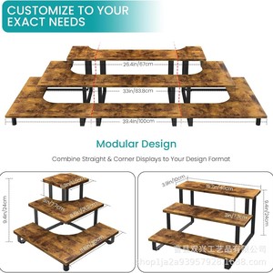 Wooden Display Stand Tiered Three Layer Solid Wood <b>Shelf</b> For <b>Desktop</b> Organization Multipurpose Storage Rack - Product Image 5