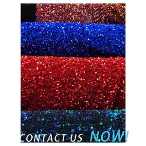 Luxury Stretch Velvet Fabric With 5mm Shining Sequins 2 Way Stretch 58-60 Wide Sold By The Yard