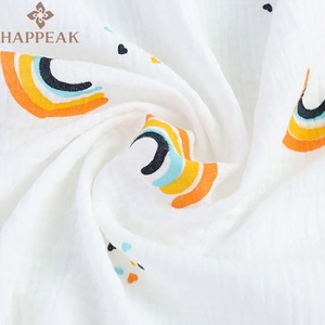 HAPPEAK arc-en-ciel impression <span class=keywords><strong>Double</strong></span> <span class=keywords><strong>gaze</strong></span> tissu par Yard mousseline <span class=keywords><strong>coton</strong></span> tissu matériel pour la fabrication <span class=keywords><strong>de</strong></span> vêtements légers - Product Image 5