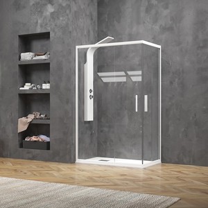 Mampara de Ducha Doble Corredera Kamalu KE-1000B 70x100 Blanco Mate - Product Image 1