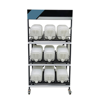 Étagère à bouteilles d'eau en métal industriel détachable à 3 niveaux, pour bouteilles d'eau de 5 gallons, rangement et présentoir