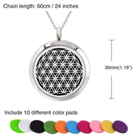 Pendentif diffuseur d'arômes en acier inoxydable de 30 mm pour huiles essentielles, collier diffuseur de parfum, cadeau