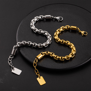 yunnique Men's Stainless Steel Gold Plated <b>Thick</b> O Chain Bracelet Casual Sporty Jewelry - Product Image 3