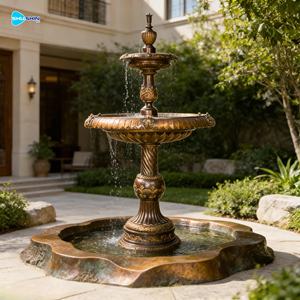 Grote antieke bronzen fonteinfabriek, hoogwaardige zelfstandige 3-traps waterfontein - Product Image 2