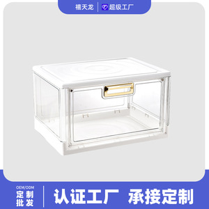 Boîte à chaussures transparente avec ouverture latérale et couvercle, boîte de rangement rectangulaire pour la maison, le dortoir, organisateur de chaussures 8004 - Product Image 5