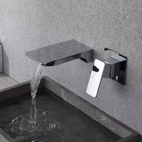 Robinet de lavabo mural encastré à poignée unique avec eau chaude/froide pour usage hôtelier et d'ingénierie
