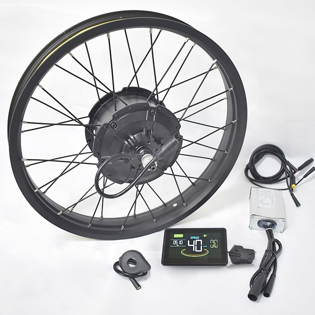 Electric Bike Wheel Kit Fat Tyre Brushless Hub Motor Ebike Conversion Kit 750W 1000W 1500W Lithium Battery LED Display