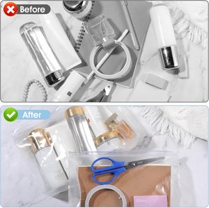 Tas <span class=keywords><strong>Makeup</strong></span> bening Mini, tas kecil kantong ritsleting bening untuk perlengkapan mandi, <span class=keywords><strong>Organizer</strong></span> kosmetik plastik tahan air - Product Image 4