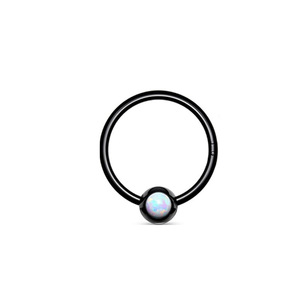 Anneau de nez en titane F136 avec boule et opale, bijou de piercing tendance pour lèvre ou téton - Product Image 4