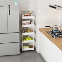 Organisateur de cuisine multicouche ABS vente chaude support de rangement étroit peu encombrant avec roulettes support de chariot au sol