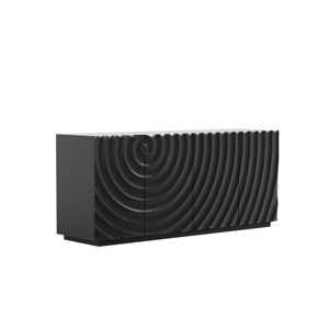 Tủ đựng đồ đứng tự do 4 cánh (màu đen) kiểu hiện đại, chống đổ, chất liệu gỗ vân xoắn, sang trọng, dùng cho phòng bếp và phòng khách - Product Image 5