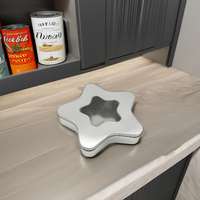 Boîte en fer blanc personnalisée en forme de pentagramme à cinq branches avec couvercle à fenêtre, qualité alimentaire pour biscuits, bonbons et chocolat – Prix de gros