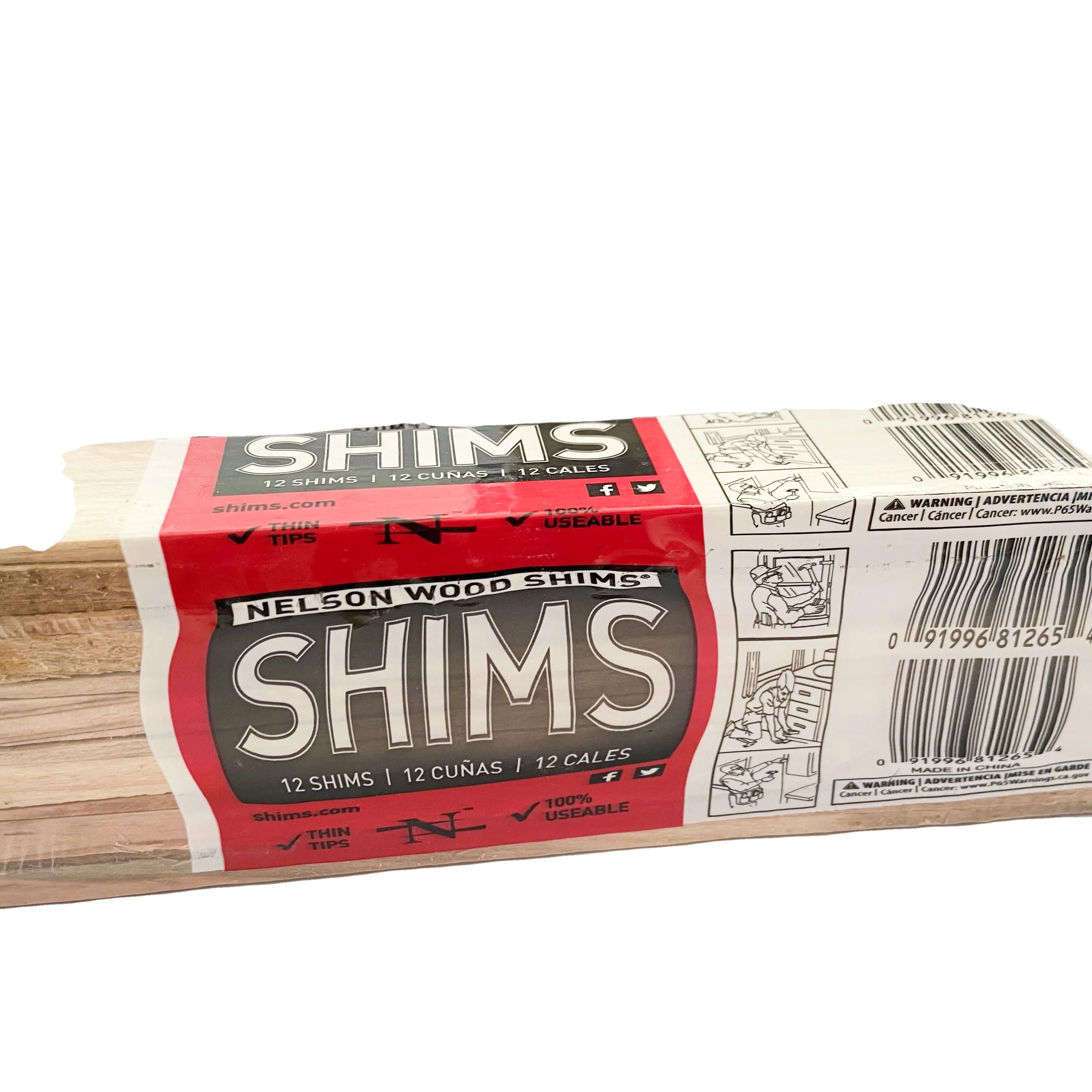 Wood Shims - DIY Bundle Wood Shims 8-Inch Shims, High Performance Natural Wood,1 Pack (12 Shims Total)