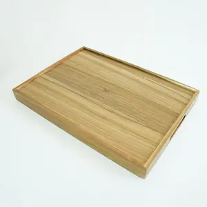 Rectangular Acacia Wooden Serving Tray With Handles For Dinner/ Tea /Coffee /Bar /Parties
