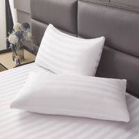 Tissu de literie en satin rayé tissé respirant, teint en fil, blanc, écologique, poids moyen 120 GSM, pour hôtel, prix de gros OEM