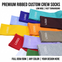Chaussettes en coton côtelé avec logo personnalisé, vente en gros, chaussettes unies colorées, chaussettes de sport décontractées unisexes de haute qualité, OEM ODM