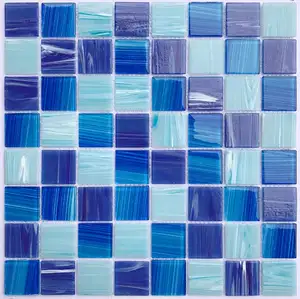 36x36mm Square Blue Color Glass Mosaic Mix Crystal Glass Mosaic