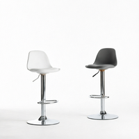Tabouret de bar pivotant moderne à hauteur réglable en cuir PU avec base en métal chromé pour comptoir de bar à domicile ou hôtel