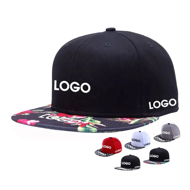 Wholesale 6 panel printing flat brim snapback Hats plain hip hop cap custom embroidery printing logo blank sport hat