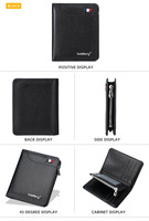 Dompet Pria Baellerry Model Baru, Tipis Minimalis, Fungsional, Lipat Tiga, Dompet Kartu Bisnis dengan Kantong Resleting, Desain Pendek dari Kulit PU