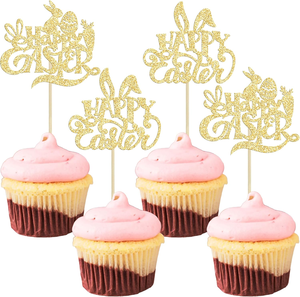 Decorazioni per Cupcake Pasquali, Topper Glitterati a Forma di Coniglio, Decorazioni per Torte a <span class=keywords><strong>Tema</strong></span> Primaverile, Accessori per Feste - Product Image 2