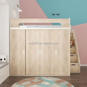 Letto a Soppalco Moderno Salvaspazio con Cabina Armadio e Scala con Vano Portaoggetti, Letto Alto in Legno Personalizzato - Product Image 5