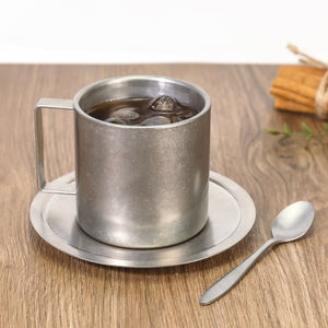 Tazas de café de metal esmerilado de doble pared, acero inoxidable 304, pulido vibratorio, juego de tazas para espresso, capuchino y latte para barista de cafetería - Product Image 4