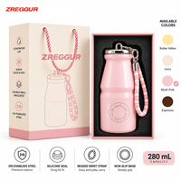 Thermos à café personnalisé ZREGGUR 280 ml, mini tasse de voyage en acier inoxydable isolée avec sangle, boîte cadeau, vente en gros