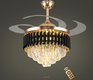 Lámpara de ventilador Invisible de cristal para sala de estar, comedor, luz de lujo para el hogar, lámpara de ventilador de techo nueva atmosférica y de gama alta - Product Image 2