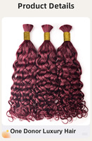 Extensions de cheveux humains en vrac à ondulations naturelles, effet mouillé, à tresser avec ruban adhésif, sans trame, ondulations profondes, toutes couleurs, sans pointes, lot en gros