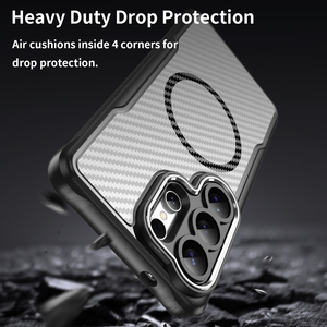 Étui de téléphone magnétique en <span class=keywords><strong>fibre</strong></span> de carbone pour Samsung S26 Ultra, coque de protection anti-chute à quatre coins pour Samsung S25 <span class=keywords><strong>Plus</strong></span> - Product Image 4
