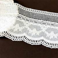 Dentelle ajourée en coton brodée à motif floral, motif grandes vagues, 17 cm, pour ourlet de nappe, de rideau et vêtements pour femmes