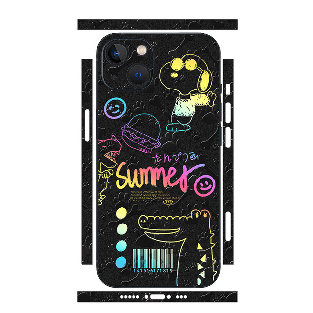 For Apple 17 16 15 13 protective film, iPhone 14 colorful sticker, 13 Pro embossed max full body black matte film frosted finish