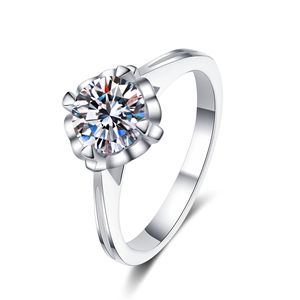 Accesorios de moda joyería fina Flor de amor regalo diario versátil para novia anillo de compromiso de moissanita de corte redondo - Product Image 1