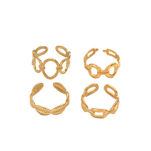 4 Pcs/set Stylish Irregular Geometry Set Women's Fashion <b>Adjustable</b> <b>Ring</b> Gift Set - Product Image 5