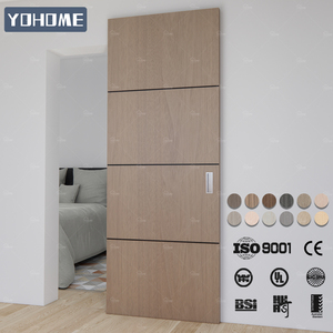 Yohome <span class=keywords><strong>Porta</strong></span> Ghost in Legno Massello per Interni con Design Scanalato Moderno, <span class=keywords><strong>Porta</strong></span> Scorrerevole a Scomparsa in Legno Impiallacciato Senza Binario - Product Image 2
