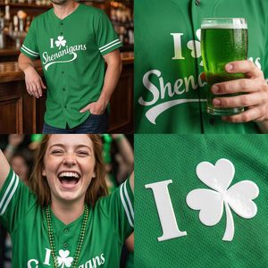 Personalized St Patricks Day Jersey Shenanigans Plaid Shamrock Design Unisex Adult Custom Name Number <b>Baseball</b> Style Shirt - Product Image 5