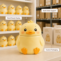 Boîte à bijoux en céramique en forme de canard jaune mignon, petite coupelle à bibelots, porte-bagues, décorations de bureau et de coiffeuse, rangement pour colliers pour femmes, OEM