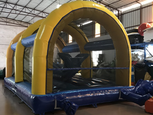 <span class=keywords><strong>7</strong></span>*4 m grande barato azul amarillo inflable Casa de rebote castillo hinchable carrera de obstáculos para niños - Product Image 5