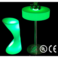Meubles de bar extérieur en plastique imperméable pour discothèque, table et chaises lumineuses