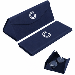 Estuche Plegable de Lujo para Gafas de Sol con Logotipo Personalizado al por Mayor, Caja de PU para Gafas, Estuche Triangular Plegable para Lentes - Product Image 3