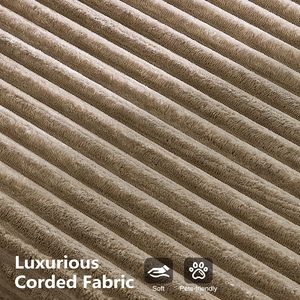 شحن مجاني متوفر في المخزون أريكة مقطعية على شكل حرف L بدون هيكل داخلي من قماش الكوردروي الفاخر بطول 104 بوصة لغرفة المعيشة، تعبئة في صندوق، أريكة مضغوطة - Product Image 3