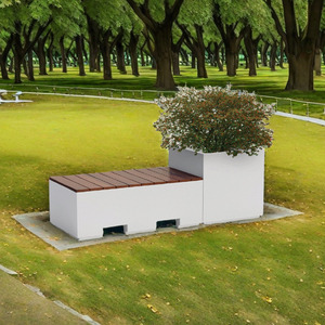 Modern Durable GRC <strong>Concrete</strong> <strong>Bench</strong> with Anticorrosive Wood Seat for Entry Gym Park Seating or <strong>Garden</strong> Furniture - Product Image 5