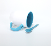 Mug en céramique 11oz avec cuillère, tasse à café à sublimation par transfert thermique, émaillée, vente en gros, qualité alimentaire, pour mariage, Noël, logo personnalisé, design moderne