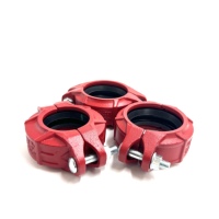 Raccord rainuré en fonte ductile flexible et rigide, galvanisé et peint en rouge (normes UL, FM, ASTM A536) pour réseau d'incendie