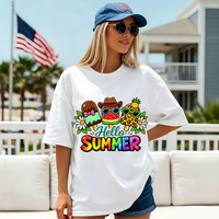Transfert DTF personnalisé pour les vacances d'été, prêt à être pressé, transfert thermique à repasser pour les t-shirts et les vêtements